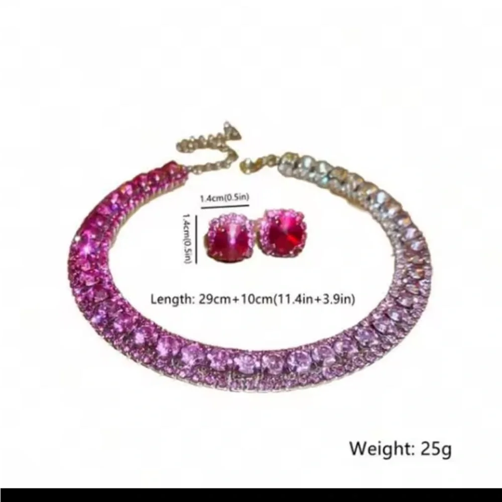 Sparkling Multicolor Rhinestone Necklace and Earring Set - Picture 2 of 9